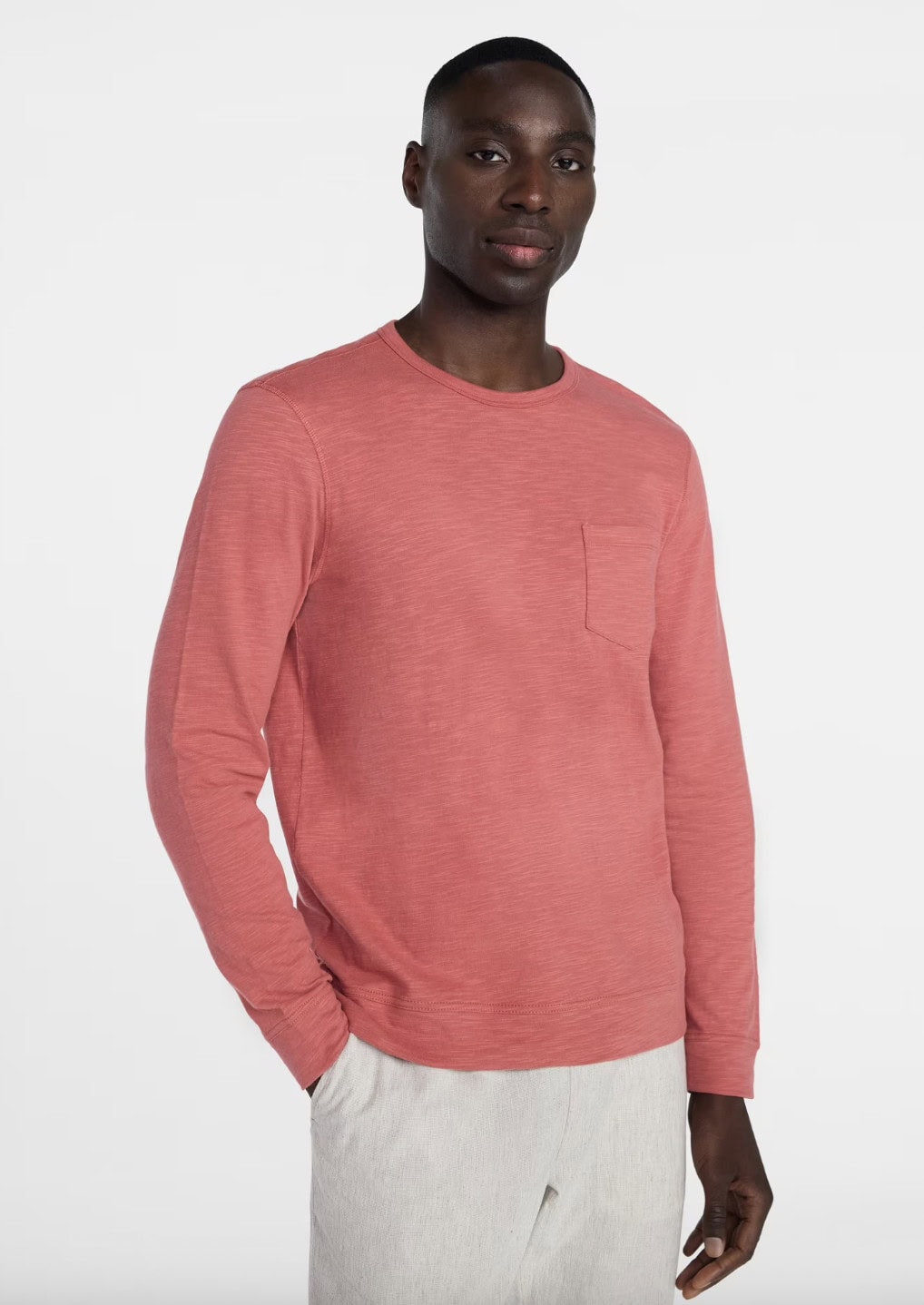 George Men's and Big Men's Slub Pocket Crewneck Tee with Long Sleeves, Size XS 3XL
