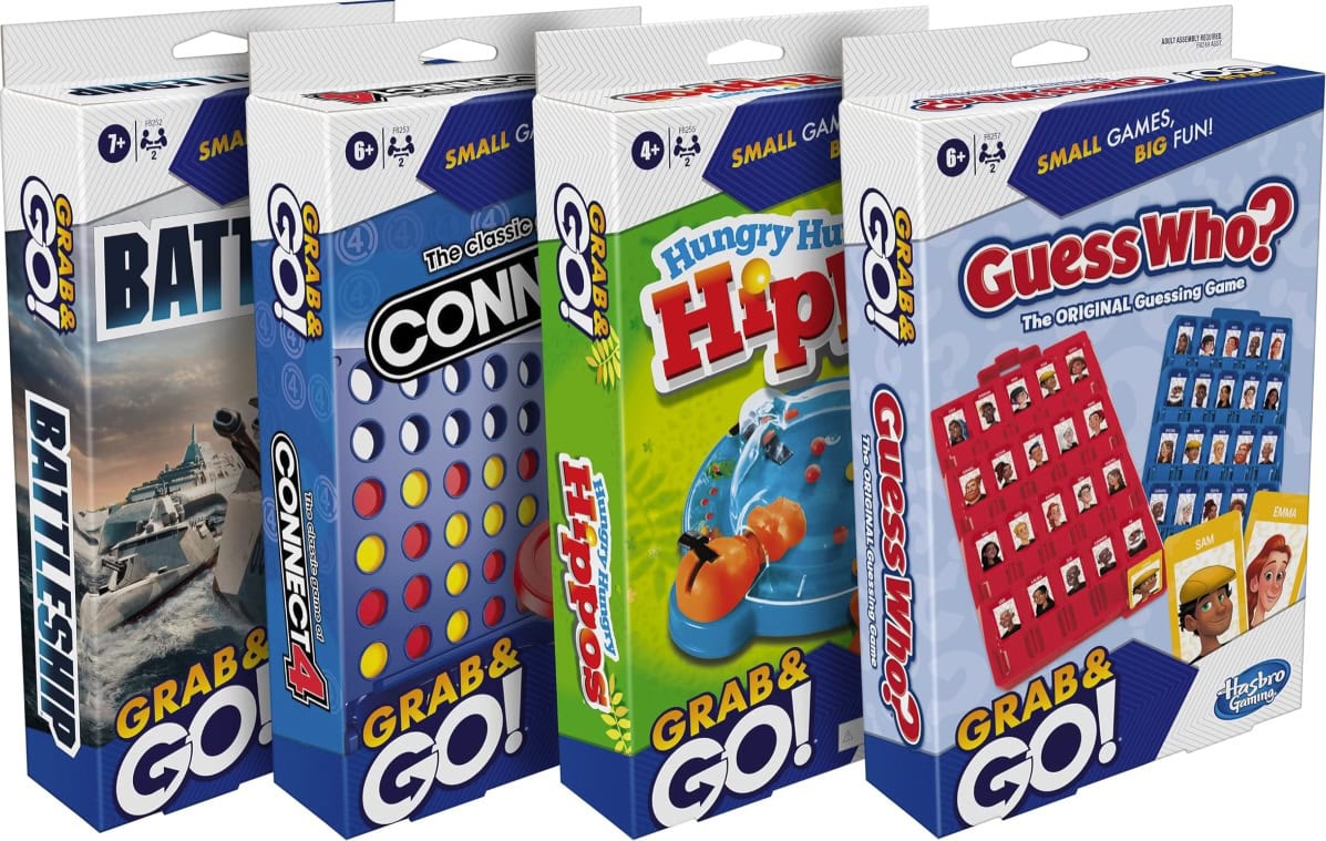 Hasbro Grab & Go! Travel Game Bundle 4 Pack