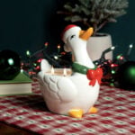 Mainstays 2 Wick Goose Ceramic Candle, Happy Holly Days