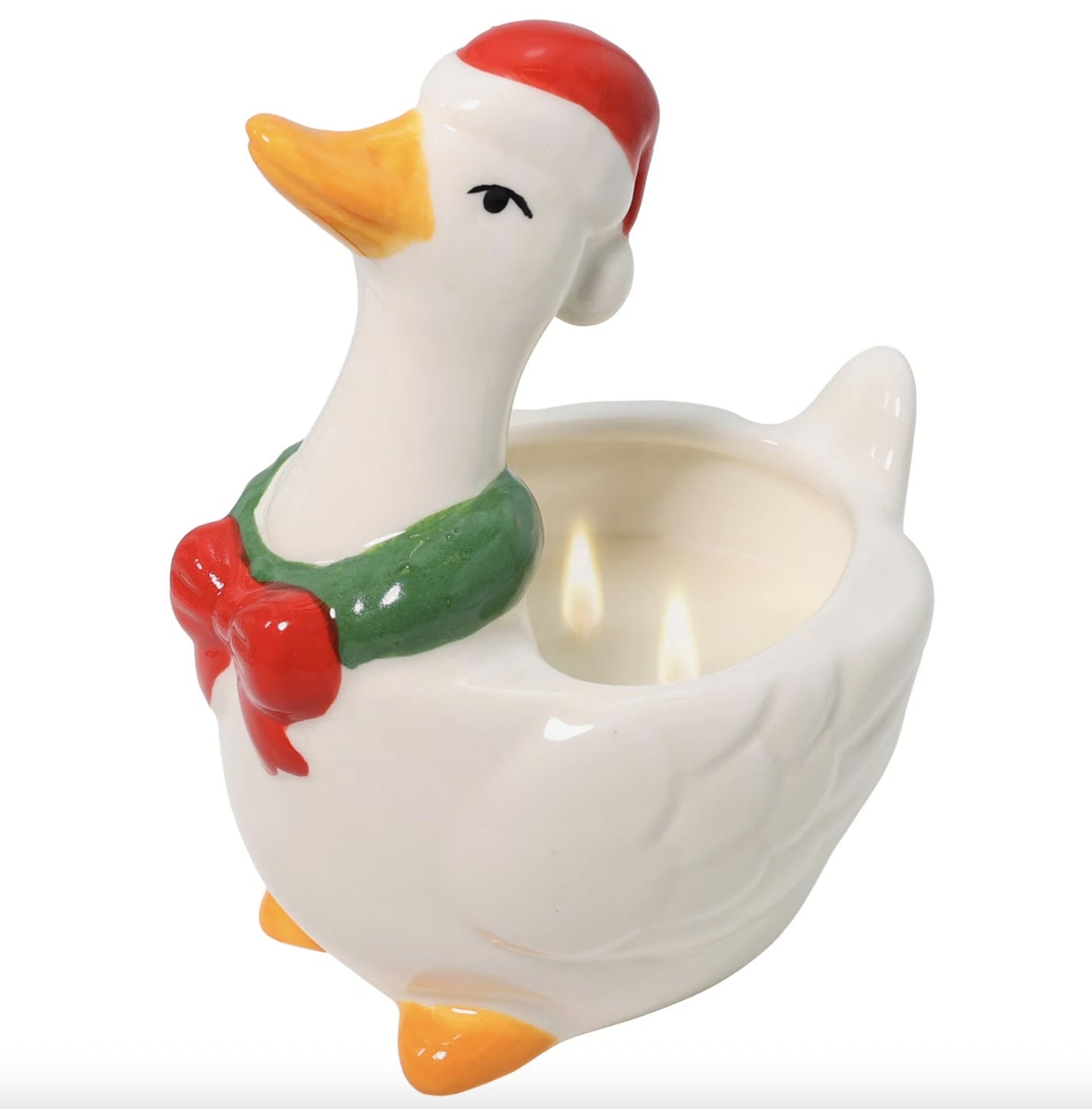 Mainstays 2 Wick Goose Ceramic Candle, Happy Holly Days 2