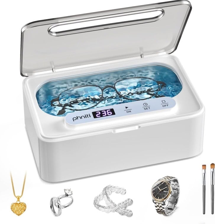 Phniti Ultrasonic Jewelry Cleaner Retainer Glasses Rings Dentures Phniti Ultrasonic Jewelry Cleaner Retainer Glasses Rings Dentures