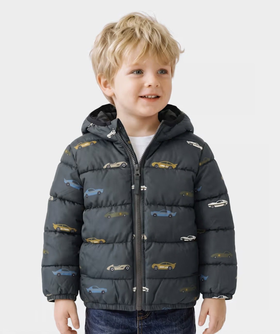 Toddler Boys Print Hooded Puffer Jacket