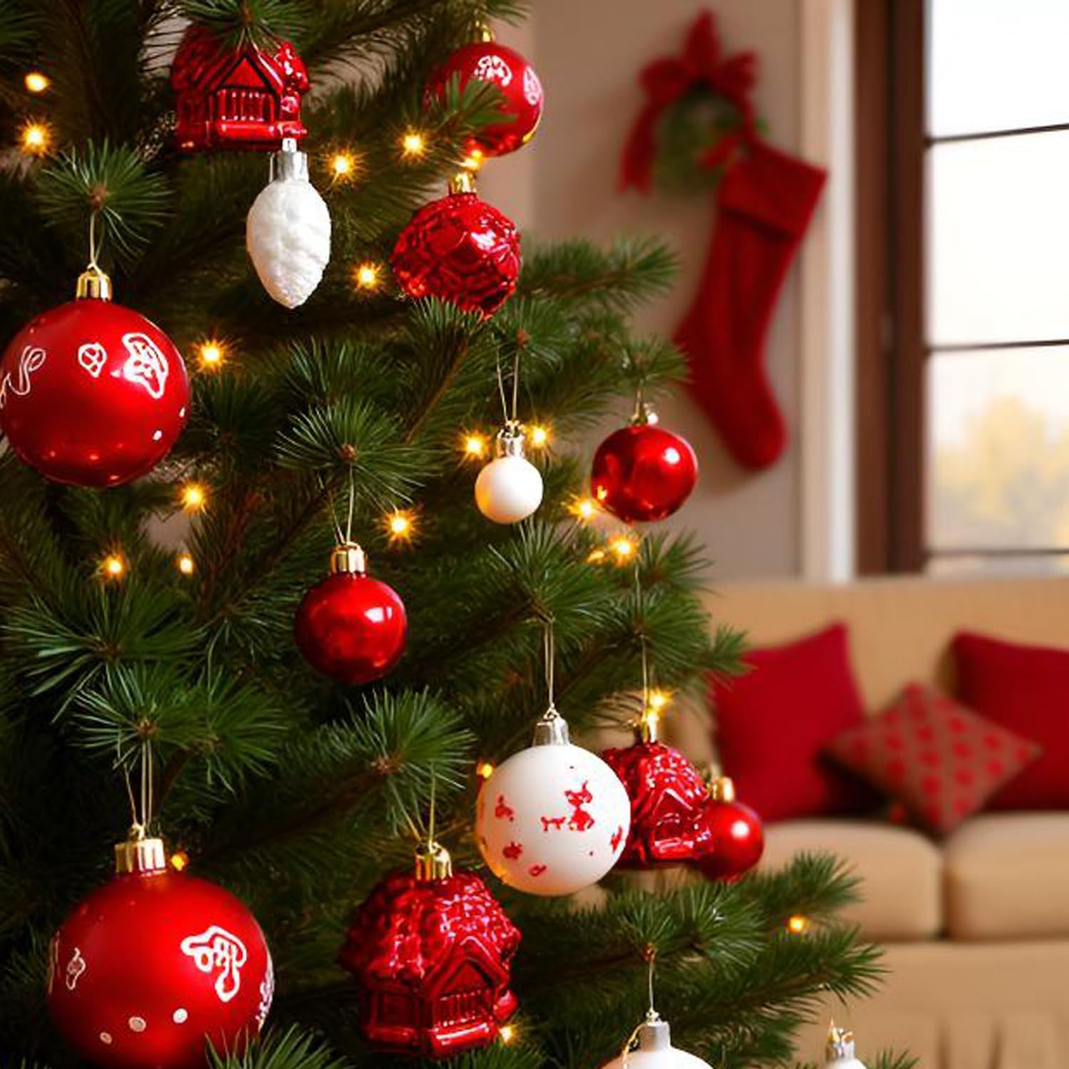 Trytuny Christmas Ball Ornaments, 40pcs Hanging Ornaments for Christmas Tree Xmas Hanging Ornaments Decoration Indoor Holiday Tree Decorations