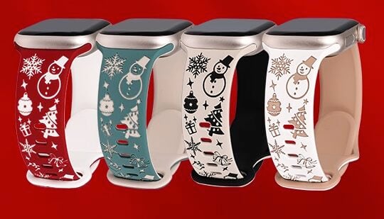 W RARA Christmas Engraved Silicone Band for Apple Watch