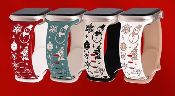 W RARA Christmas Engraved Silicone Band for Apple Watch