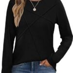 XIEERDUO Long Sleeve Shirts for Women Business Casual Tops Trendy Crewneck Fall T Shirts Pleated Loose Fit 3