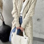 XINWEIZZ Women's Hooded Open Front Long Cardigan Cable Knit