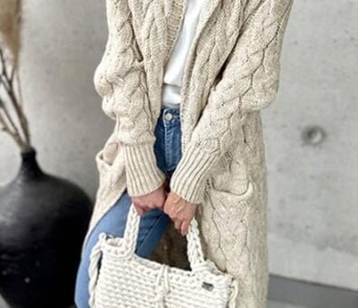 XINWEIZZ Women's Hooded Open Front Long Cardigan Cable Knit