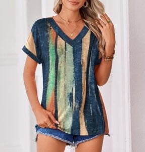 Zeagoo Rolled Short Sleeve Shirt Blouse Top