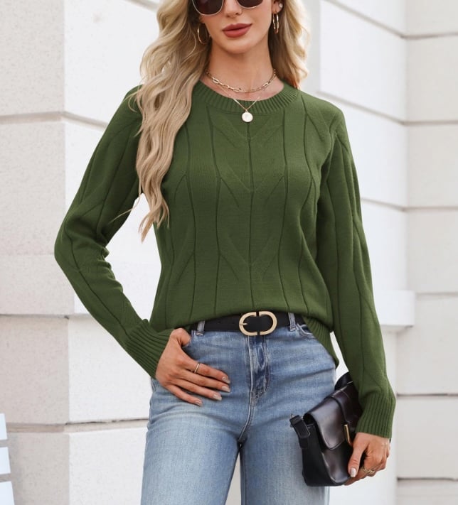 Zeagoo Womens Sweaters Long Sleeve Crewneck Cable Knit Pullover Sweater Zeagoo Womens Sweaters Long Sleeve Crewneck Cable Knit Pullover Sweater