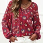 Zenlonr V Neck Womens Fall Top