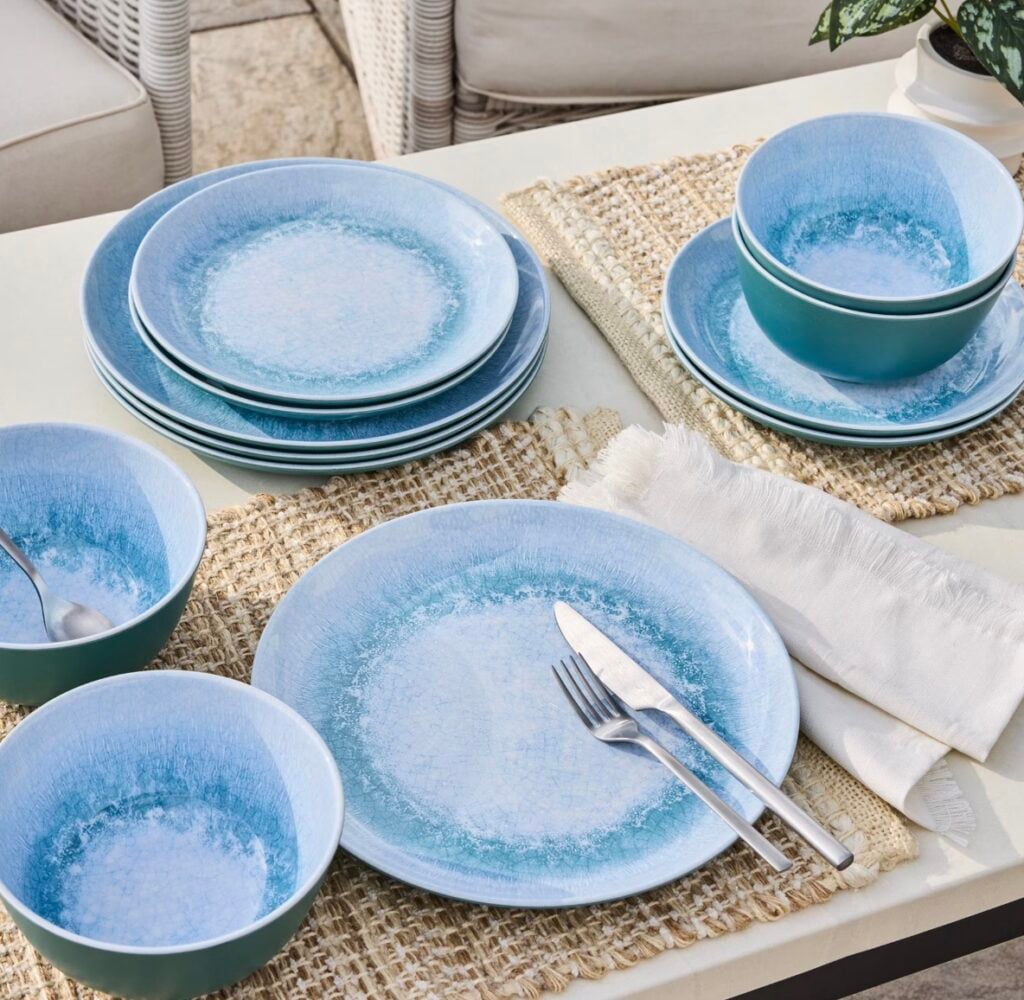 better homes and gardens melamine blue reactive tableware better homes and gardens melamine blue reactive tableware