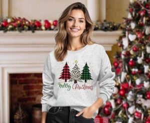 christmas sweatshirt plaid trees xlievo brand