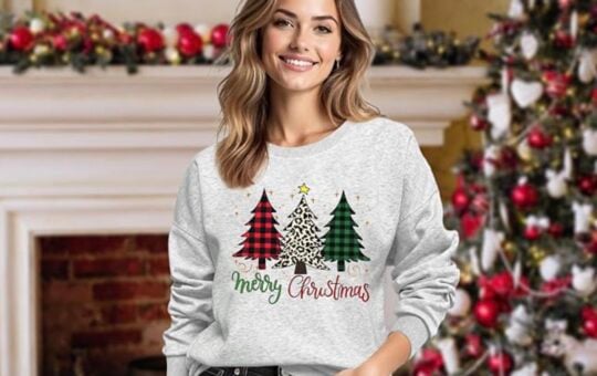 christmas sweatshirt plaid trees xlievo brand