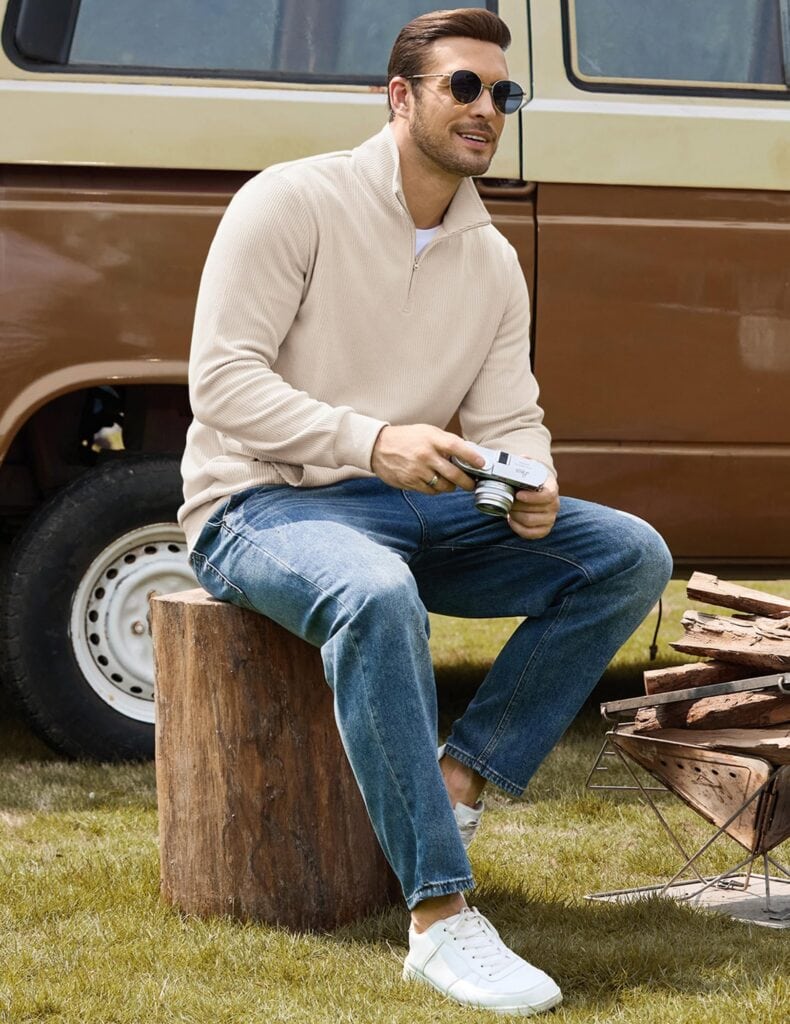 coofandy corduroy quarter zip