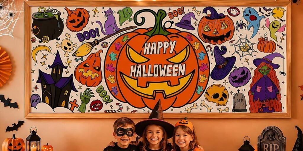 happy halloween coloring tablecloth 