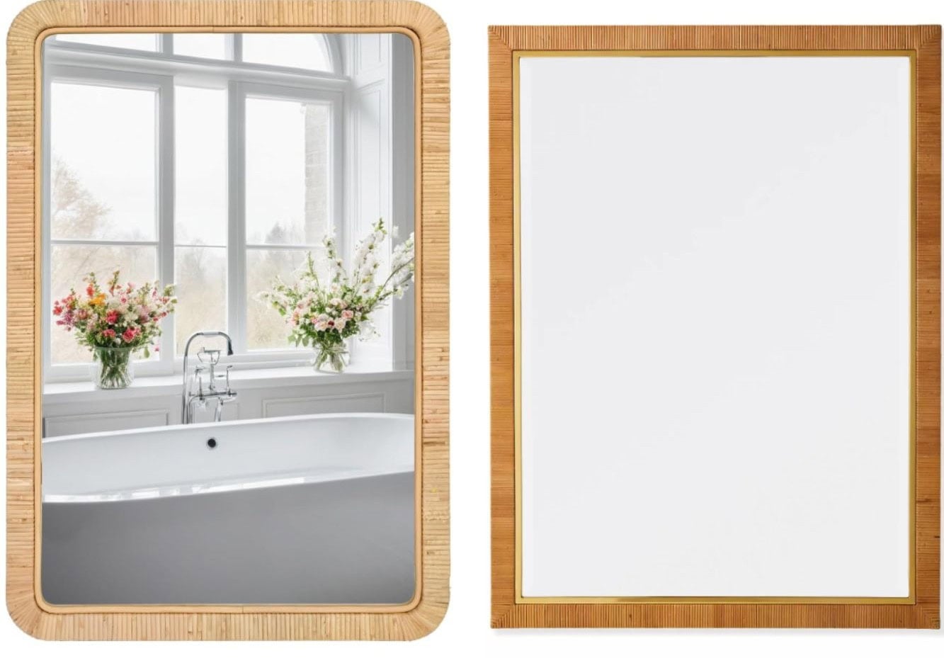rattan rectangle mirror dupe