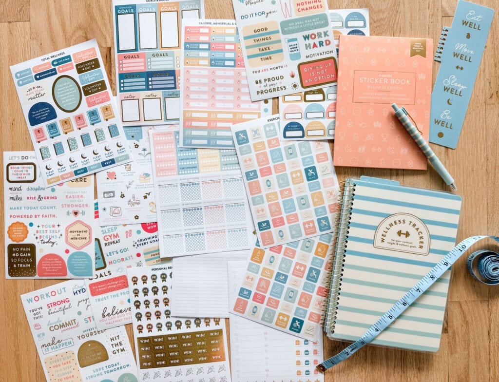 wellness tracker with stickers and tape