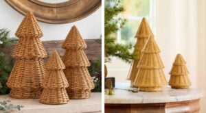 wicker xmas tree set