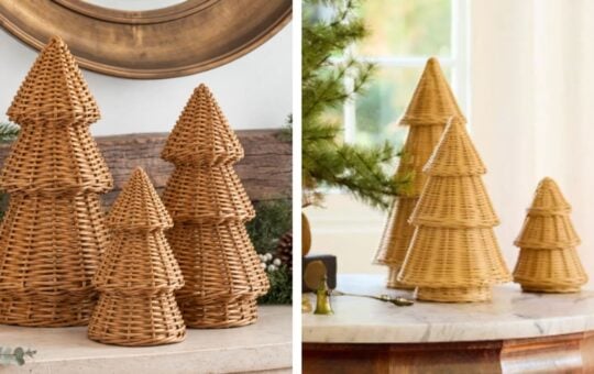 wicker xmas tree set