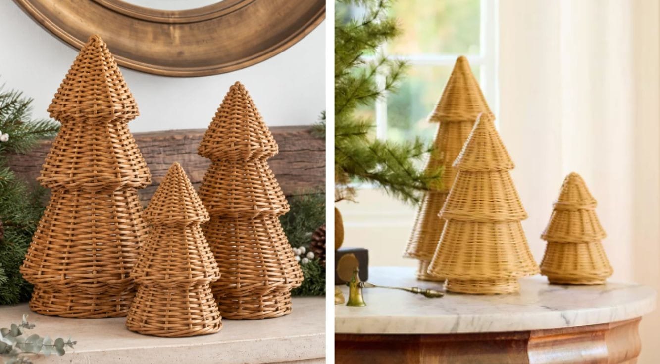 wicker xmas tree set