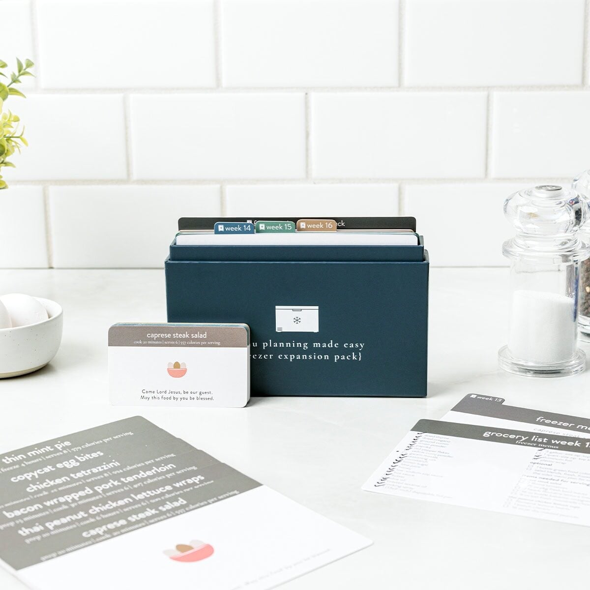 Freezer Expansion box on counter with recipe cards