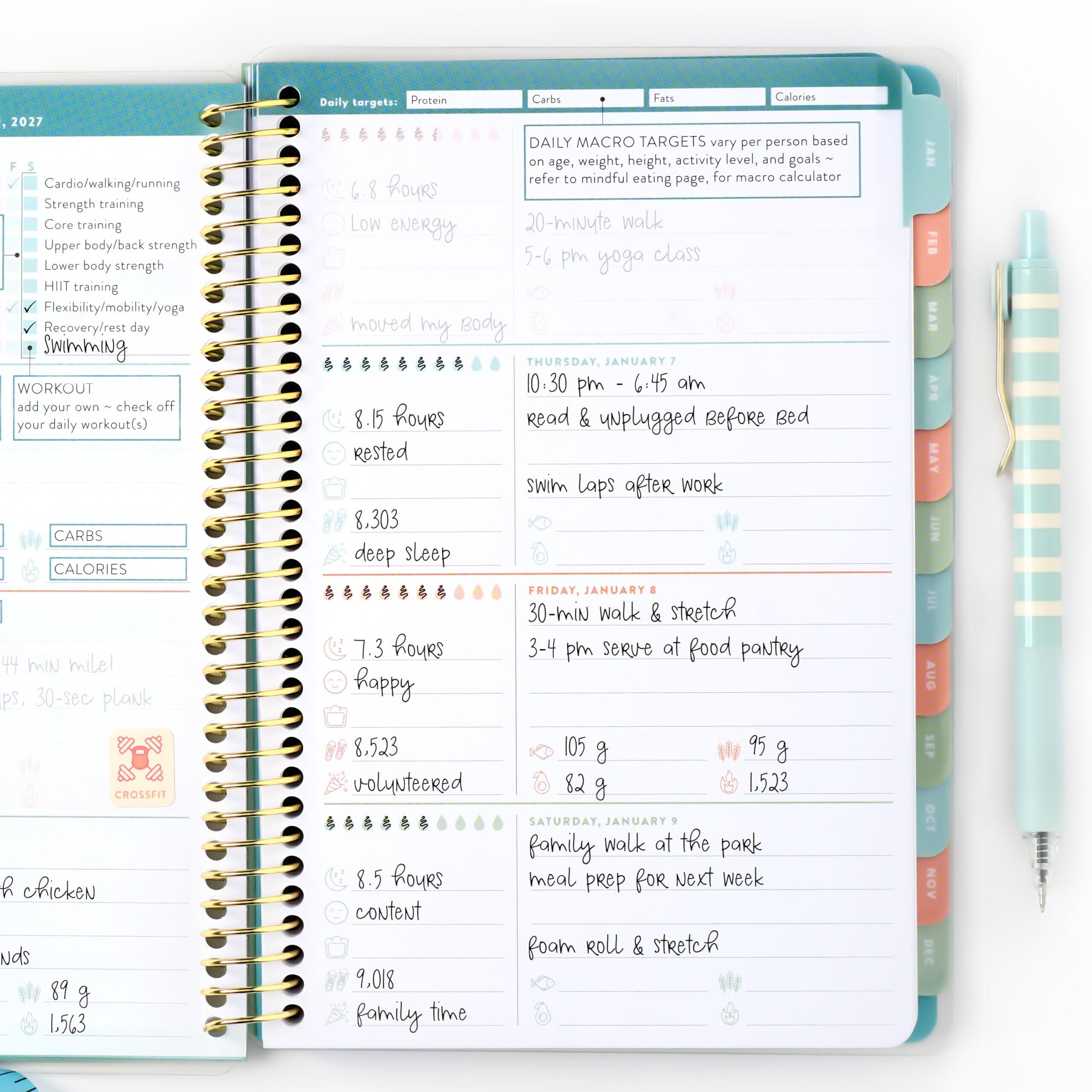 Wellness Tracker 2027 example page 2