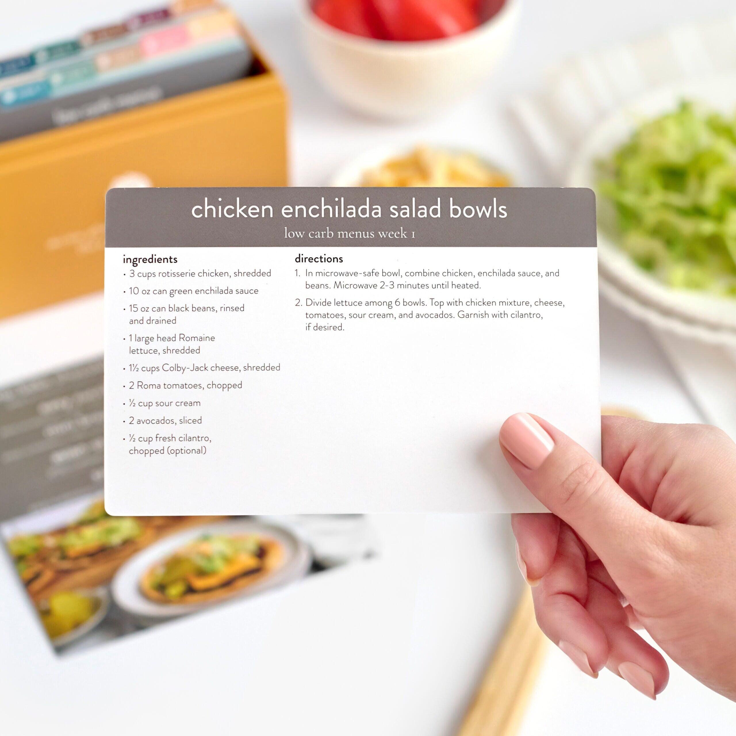 low carb menu plan recipe card