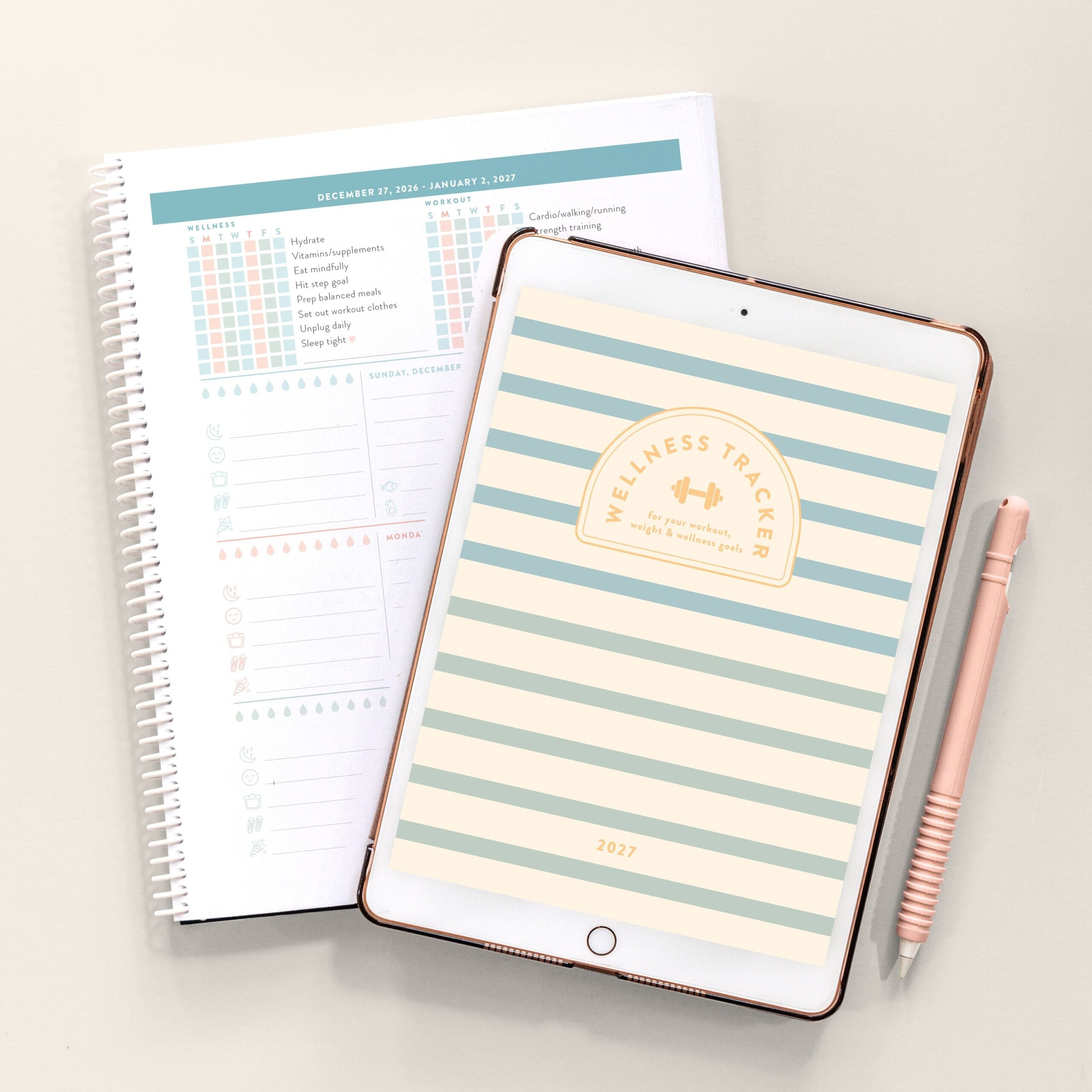 notebook ipad creambackground wellnesstracker