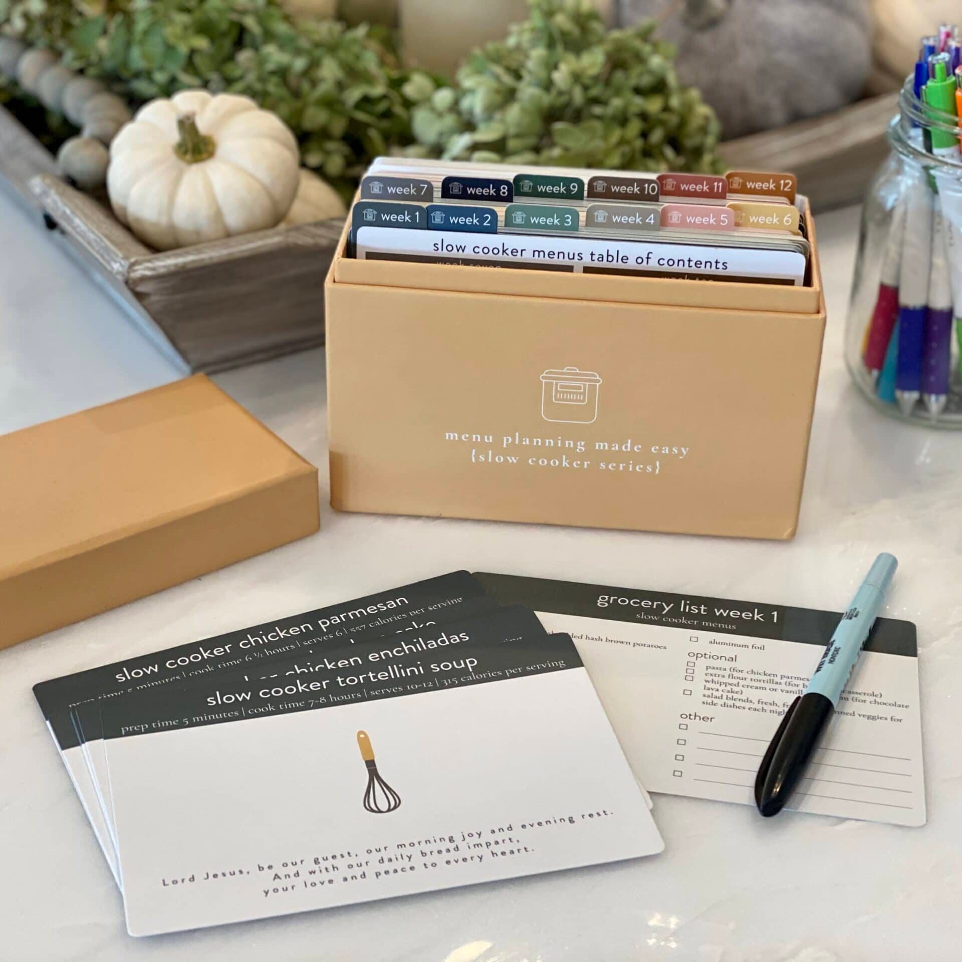 slow cooker menu plans box with recipes and grocery list